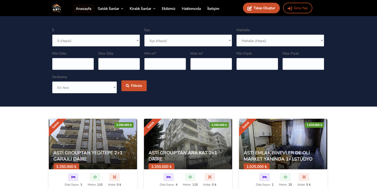 Emlak Yönetim ve İlan Platformu